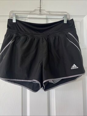 adidas Black Athletic Running Shorts with Gray Trim